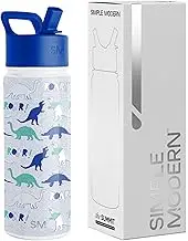 Simple Modern Kids Water Bottle with Straw Lid | Insulated Stainless Steel Reusable Tumbler for Toddlers, Boys | Summit Collection | 18oz, Dinosaur Roar