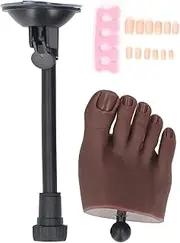 Nail Practice Foot Mannequin with Stand Flexible Bendable Lifelike Soft Silicone Practice Foot for Manicure Display Professional Training Model (右足)