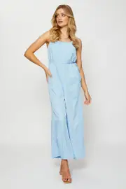 Blue Wide Leg Jumpsuit - Size 8, Women's Jumpsuit