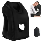 FancyGrab Inflatable Travel Pillows Office Nap Rest Pillow Inflatable Airplane Pillow Black