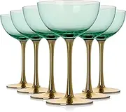 Creen Coupe Glasses Set of 6 Martini Cocktail Glasses|Colored Cocktail Glasses Set for Espresso,Martini,Champagne
