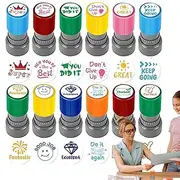 Stamps for Kids - Kids Stamps | Stamp Sets for Children | Portable Cartoon Teacher Stamps | 12x Creative Stamp Set, Homework Comment Stamps for Assessments, Behavior Rewards, Stamp Set