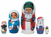 Handmade Polar Christmas Nesting Doll 5pc all 5" 100% Natural Linden Wood