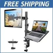 Single Monitor Mount & Laptop Stand with Cable Management - Ergonomic Design