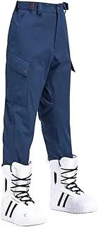 QIULAO Ski Trousers with Beam Legs, Warm and Thin Snow Pants for Men and Women, Wear-Resistant and Breathable Winter Outdoor Pants (Color : Blue, Size : L)