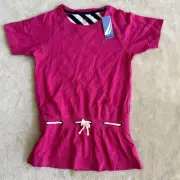 NWT Girls NAUTICA Pink Shirt Kangaroo Pockets W/pull Cord M10/12 100% Cotton