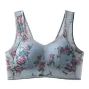 Ice Silk Lace Cooling Comfort Bra, Lace Buttonless Comfortable Bra Blue 2L