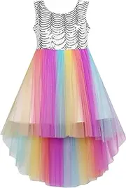[Sunny Fashion] Girls Dress Sequin Mesh Party Wedding Princess Tulle Size 7-14 Years