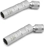 WEZCHUGHAOL 14mm&16mm Magnetic Swivel Spark Plug Socket, Thin Wall Magnetic Rotating 3/8" Drive 12 Point Standard Spark Plug Socket Removal Tool 360-degree Rotation for Maximum Flexibility