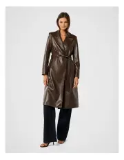 [Forever New] Gabbi Vegan Leather Trench Coat in Brown