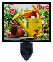Gardening Decorative Photo Night Light, Watering Can, Flowers