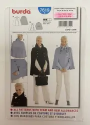 Burda 7619 Misses Cape Sewing Pattern Size 8-20 Uncut