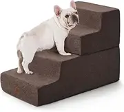 ABCPET Dog Stairs for Small Dogs 18” H, Dog Steps for High Bed and Couch, 35D Foam Pet Steps for Small Dogs and Cats, Pet Stairs 2 in 1 with Non-Slip Bottom Brown, 4 Steps