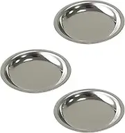 Stainless Steel Tea Bag Coasters, Round Mini Tray for Tea and Wine, 3-Piece Set, Silver
