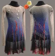Gradient Ice Figure Skating Dress/Twirling Tap Dance Leotard/Competition Dress