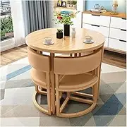 Modern 80cm Round Dining Table Set for Small Spaces Brown Color