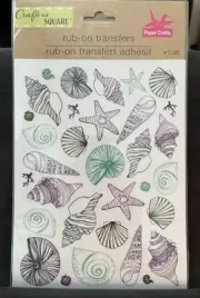 Rub-on Transfers Seashells, Shells, Starfish, Conch, Coral, Crafter's Square NEW