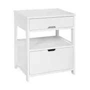 White Bedside Table with 2 Drawers
