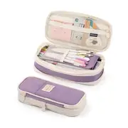 Big Capacity Pencil Case Large Pencil Pouch Stationery Pen Bag for Teen Girls (Purple)