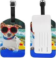 [MyDaily] Jack Russell Dog Summer Holiday Luggage Tag PU Leather Bag Suitcases Baggage Label 1 Piece