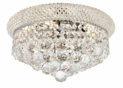 Crystal Balls Flush Mount Ceiling 8 Light Chrome Dining Room 16 inch Fixture