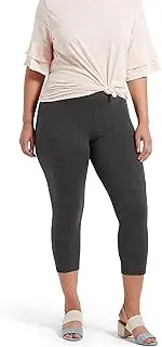 [No Nonsense] Women's Soft Cotton Capri Leggings with Side Pockets Workout Stretch Pull On Pants