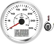 Gearwell GPS Speedometer, 3‑3 8in White Dial, 35Knots Silver Frame, Compatible with Car Boat Yacht Motorcycle