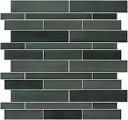 SUNWINGS 10-Sheet Peel and Stick Backsplash, 12" x 11.22" Green Mixed Stone Composite Embellished Stripes Brick Self Adhesive Stick on Backsplash Wall Tile for Kitchen, Bathroom, Fireplace