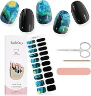 Kalolary Semi Cured Gel Nail Stickers, Starry Night Sky Full Wrap Nail Gel Polish Strips, Brighter Adhesive Real Gel Nail Polish Stickers for Birthday Gift（UV/LED Lamp Required）