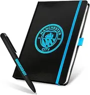 Manchester City F.C. Stationery Set with A4 Notebook & Ballpoint Pen, Stationery Supplies Work Office Xmas Gifts for Men