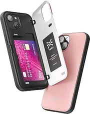 TORU CX Hybrid for iPhone 15 Wallet Case | Dual Layer Slim Protective Hard Cover with Hidden 2-Credit Card Slot Holder - Pink