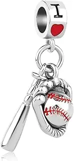 [Chili Jewelry] Football Mom and Baseball Love Sports Charm Compatible with Pandora Charms Bracelets