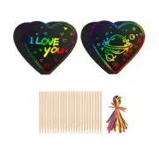 40Pieces Heart Shaped Scratch Paper Valentine for Kid Birthday Party
