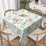 aportt Spring Green Leaf Square Tablecloth 52×52 Inch Eucalyptus Leaf Table Cloth Small Square Tablecloths Indoor Outdoor Washable Wrinkle Free Stain Resistant Waterproof Fabric Table Cover