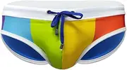 [Top Spot Apparel] Men's Enhancing Low Rise Swim Briefs, Removable Pad and Push-Up Cup