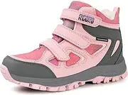 [R CORD] Kids Hiking Boots Waterproof Girls Hiking Boots Durable TPR Traction Outsole Anti-Skid Athletic Hook and Loop Drawstring Closure