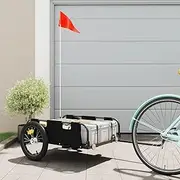 Bike Trailer Black Oxford Fabric and Iron-Bike Trailer Cargo in Steel Frame,Extra Bicycle Storage Carrier with Hitch