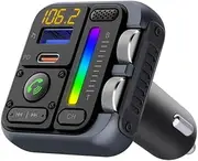 Fahgaer Bluetooth 5.3 FM Transmitter Car Adapter Car Charger 42W PD30W HiFi Sound Effect Wireless Hands-Free Call USB MP3 Player