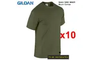 10 Packs Gildan T-SHIRT Basic Tee S - 5XL Small Big Men Heavy Cotton (Military Green)