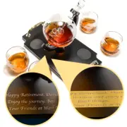 Custom Engraved Don Vassie Globe Decanter Set 850ml with 4 Glasses and Wooden...