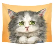 Cats Cute Faces Drawings the Regretful Grey Kitten Tapestry