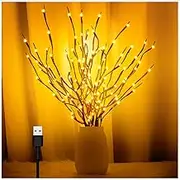 3PK 60" LED Branch Lights, Twig Lights for Vase, Willow Branches With USB Plug, Artificial Tree DIY Decorative for Halloween Thanksgiving Day and Christmas, Warm White