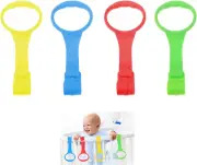 Baby Play Pen Pull up Ring, 4 Pcs Baby Playpen Rings, Playpen Pull up Straps, Gy
