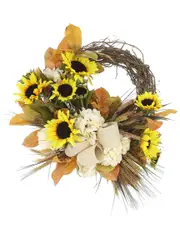 Creative Displays 23in Modern Fall Wreath with Sunflowers, Hydrangeas & Bows