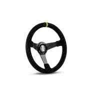 SAAS Steering Wheel Suede 14 inch Drifter Yellow Stitch ADR Compliant Dish