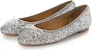[EVOL] (イーボル) Evor Women's Round Flat Ballet Pumps, Lightweight, Cushioned, SV, 23.5 cm