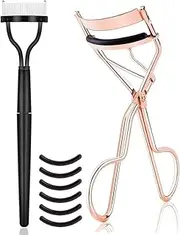 Eyelash Curler Kit Metal Lash Curlers with Mascara Applicator Eyelashes Separator Comb & 6 Replacement Refill Pads