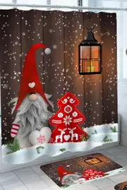 Cute Christmas Gnome Dwarf in the Snow Shower Curtain