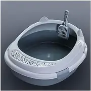 Large Cat Litter Box Splash-Proof Open Semi-Enclosed Kitten Toilet Easy to Clean Litter Pan Convenient Design Litter Tray