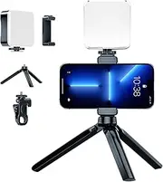 Rectangle Selfie Light with Tripod Stand, LED Light Phone Tripod Portable Phone Holder for iPhone Android Laptop Tablet Video Conference Lighting YouTube Makeup TIK Tok Live Stream (White)